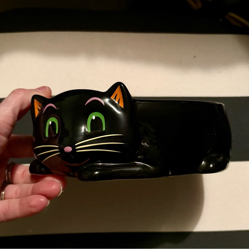 🆕Hallmark Vintage-Look Black Cat Candy Or Trinket Dish